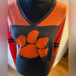 Colosseum -Clemson Size Small Orange & Black Scoop Neck Long Sleeved Crop Top